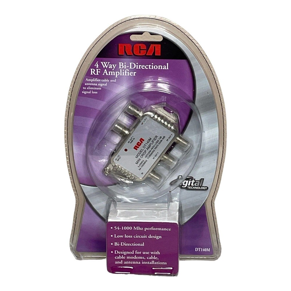 RCA DT140M White Digital Technology 4 Way Bi-Directional RF Amplifier Splitter